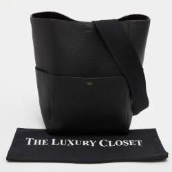 Celine Black Grained Leather Seau Sangle Bucket Bag