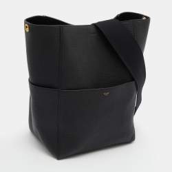 Celine Black Grained Leather Seau Sangle Bucket Bag