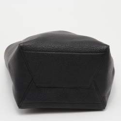 Celine Black Grained Leather Seau Sangle Bucket Bag