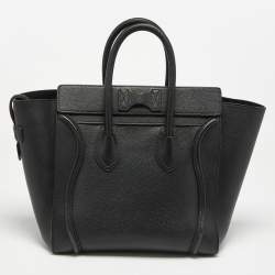 Pre Owned Celine Black Leather Mini Luggage Tote