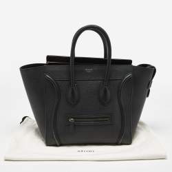 Pre Owned Celine Black Leather Mini Luggage Tote