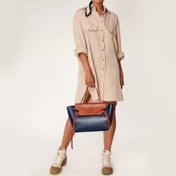 Pre Owned Celine Navy Blue Leather Mini Belt Top Handle Bag