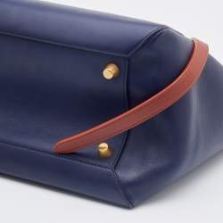 Pre Owned Celine Navy Blue Leather Mini Belt Top Handle Bag