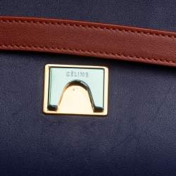 Pre Owned Celine Navy Blue Leather Mini Belt Top Handle Bag