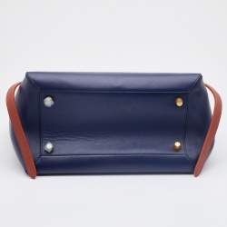 Pre Owned Celine Navy Blue Leather Mini Belt Top Handle Bag