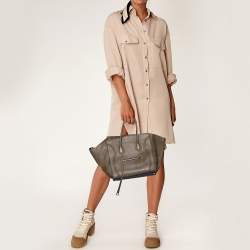 Pre Owned Celine Olive Brown Leather Medium Luggage Phantom Tote