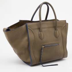 Pre Owned Celine Olive Brown Leather Medium Luggage Phantom Tote