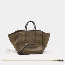 Pre Owned Celine Olive Brown Leather Medium Luggage Phantom Tote