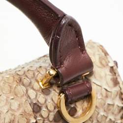 Pre Owned حقيبة سيلين ترابيز سويدي وجلد ثعبان رصاصي/عنابي يد علوية متوسطة 