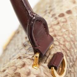 Pre Owned حقيبة سيلين ترابيز سويدي وجلد ثعبان رصاصي/عنابي يد علوية متوسطة 