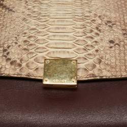 Pre Owned حقيبة سيلين ترابيز سويدي وجلد ثعبان رصاصي/عنابي يد علوية متوسطة 