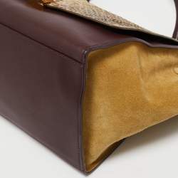 Pre Owned حقيبة سيلين ترابيز سويدي وجلد ثعبان رصاصي/عنابي يد علوية متوسطة 