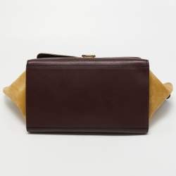 Pre Owned حقيبة سيلين ترابيز سويدي وجلد ثعبان رصاصي/عنابي يد علوية متوسطة 