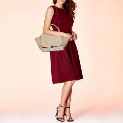 Pre Owned Celine Sand Brown Leather and Suede Medium Trapeze Top Handle Bag
