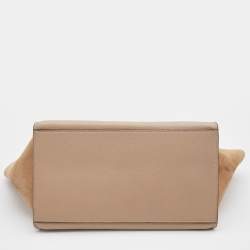 Pre Owned Celine Sand Brown Leather and Suede Medium Trapeze Top Handle Bag