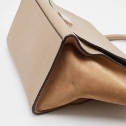 Pre Owned Celine Sand Brown Leather and Suede Medium Trapeze Top Handle Bag