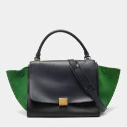 Pre Owned Celine Tricolor Leather and Suede Medium Trapeze Top Handle Bag