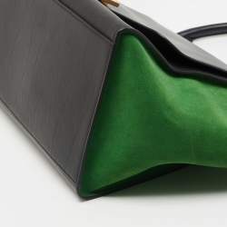 Pre Owned Celine Tricolor Leather and Suede Medium Trapeze Top Handle Bag