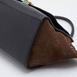 Pre Owned Celine Multicolor Python, Leather & Suede Medium Trapeze Top Handle Bag