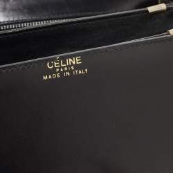 Pre Owned Celine Black Leather Horse Carriage Logo Shoulder Bag