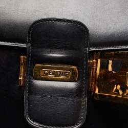 Pre Owned Celine Black Leather Horse Carriage Logo Shoulder Bag