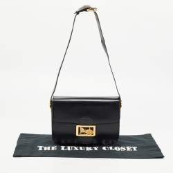 Pre Owned Celine Black Leather Horse Carriage Logo Shoulder Bag