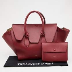 Pre Owned Celine Dark Red Leather Small Tie Tote