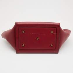 Pre Owned Celine Dark Red Leather Small Tie Tote