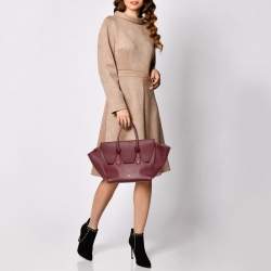 Pre Owned Celine Dark Red Leather Small Tie Tote