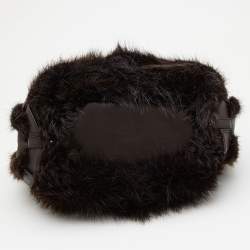 Pre Owned Celine Dark Brown Mink Fur and Leather Satchel