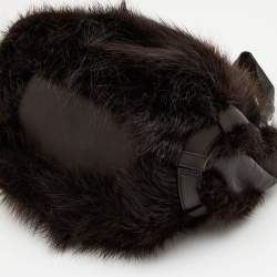 Pre Owned Celine Dark Brown Mink Fur and Leather Satchel