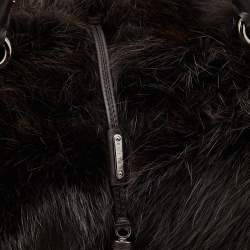 Pre Owned Celine Dark Brown Mink Fur and Leather Satchel