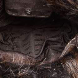 Pre Owned Celine Dark Brown Mink Fur and Leather Satchel