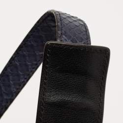 Celine Blue/Black Python and Suede Medium Trapeze Tote