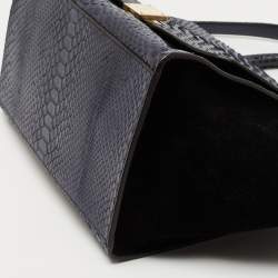 Celine Blue/Black Python and Suede Medium Trapeze Tote
