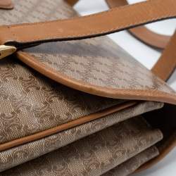 Pre Owned Celine Tan/Beige Macadam Coated Canvas and Leather Satchel