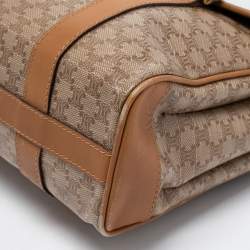 Pre Owned Celine Tan/Beige Macadam Coated Canvas and Leather Satchel