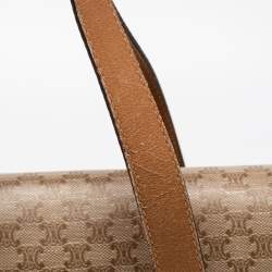 Pre Owned Celine Tan/Beige Macadam Coated Canvas and Leather Satchel