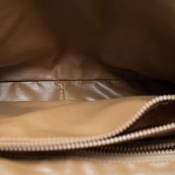 Pre Owned Celine Tan/Beige Macadam Coated Canvas and Leather Satchel