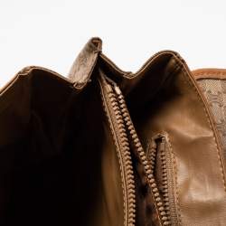 Pre Owned Celine Tan/Beige Macadam Coated Canvas and Leather Satchel