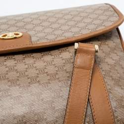 Pre Owned Celine Tan/Beige Macadam Coated Canvas and Leather Satchel