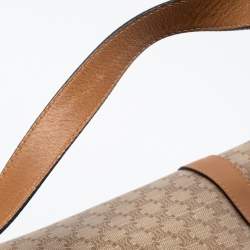 Pre Owned Celine Tan/Beige Macadam Coated Canvas and Leather Satchel