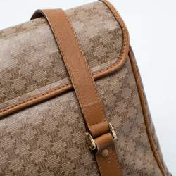 Pre Owned Celine Tan/Beige Macadam Coated Canvas and Leather Satchel