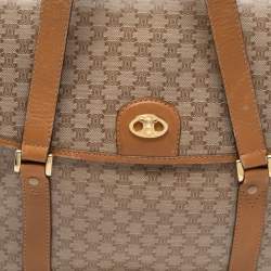 Pre Owned Celine Tan/Beige Macadam Coated Canvas and Leather Satchel