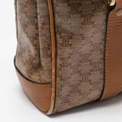 Pre Owned Celine Tan/Beige Macadam Coated Canvas and Leather Satchel