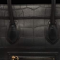 Pre Owned Celine Black Croc Embossed Leather Medium Phantom Luggage Tote