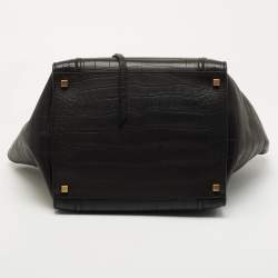 Pre Owned Celine Black Croc Embossed Leather Medium Phantom Luggage Tote