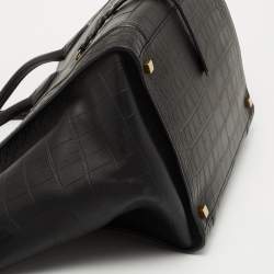 Pre Owned Celine Black Croc Embossed Leather Medium Phantom Luggage Tote