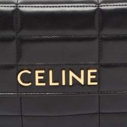 Pre Owned Celine Black Quilted Leather Chain Shoulder Bag