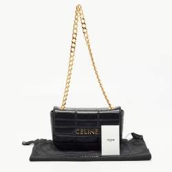 Pre Owned Celine Black Quilted Leather Chain Shoulder Bag